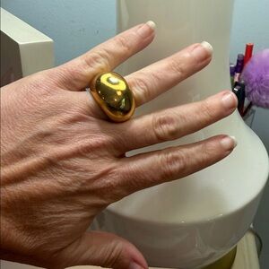 Bold Dome Statement Ring in Shiny Gold Tone